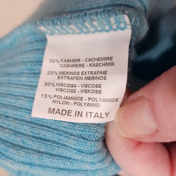 Walter Genuin Cable Knitted Ribbed Sleeveless V-Neck Sweater Blue Size M - Picture 9 of 9